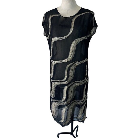 Desiree New York Paris Dresses & Skirts - Desiree New York Paris Vintage Womens Dress Size 12 Black Sheer Metallic Midi